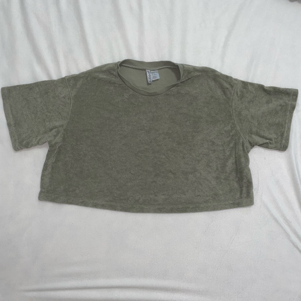 Terry-cloth material cropped tshirt